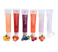 Joyeee 6Pcs Lip Glow Oil Set, Hydrating Candy Lip Gloss Flavoring Kit, Transparent Clear, Pink Peach, Nude Orange, Red Strawberry, Candy Grape Lip Gloss Lip Tinted Oil Color for Teen Girls, Women