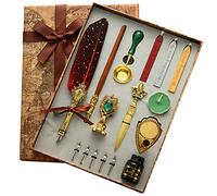 Joyeee Calligraphy Pen Set, with Luxury Vintage Signature Pen, Replacement Nib, Dip Pen Ink, Wax Sticks, Melting Spoon, Candle, Stamp, Letter Opener, Pen Stand Base Calligraphy Set #81
