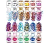 Joyeee Chunky Glitter, 12 Colors Festival Cosmetic Glitter Sequins Body Glitter Sparkling Decoration Set