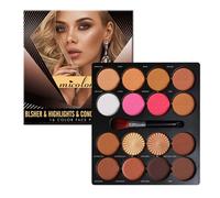 Joyeee Complete Full Face Palette with Brush, 16 Colors Matte Shimmer Glitter Concealer Bronzer, Blush, Shine Highlighters and Eyeshadows, Coverage for Mature Skin, Long-lasting Wear