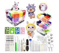 Joyeee Complete Needle Felting Kit, Needle Felting Supplies with Needle Felting Tools, Wool Roving 36 Colors, Scissor, Felt Molds, Foam Mat, Wooden Handle, Finger Cots and Storage Box