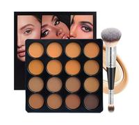 Joyeee Concealer Contouring Palette, 16 Colors Medium to Dark Color Corrector Combination Cosmetics Powder Palette with Brush, Cover Dark Circles, Bruises, Age Spots, Blemish, Vegan & Cruelty Free