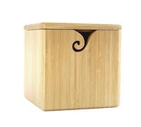 Joyeee Extra Large Bamboo Yarn Bowl with Lid, XL Knitting Box Case for Storage Big Wool Ball, DIY Wool Braid Craft, Handmade Crochet Bowl for Wife, Mum, Grandmother, Square 7.7 x 7.7 x7 inch