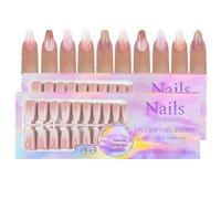 Joyeee French Tip False Nails, 300pcs Press on Nails 5 Colors 2 Shapes 15 Size Fake Nail, Full Cover Short Almond Square Tips Stick on Nails for Women Girls Gel Nail Extension DIY Nail Art