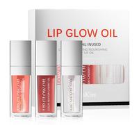 Joyeee Glossy Lip Gloss Oil, 3 Pack No-Sticky Tinted Lip Oil Plumping Gloss for Dry Lip and Lip Care, Lip Clear Lipgloss Gift for Girls, Non-Sticky, Long Lasting Moisturizing