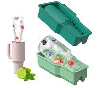 Joyeee Ice Cube Tray for 30/40 Oz Tumbler, Silicone Ice Cube Mould for Stanley Cup, Half Cup Shape Ice Mold with Sealing Lid for Freezer, Chilled Drinks, Coffee, Juice, Whiskey, Cocktail - Green