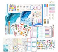 Joyeee Kids' Diaries, Journals & Notebooks, with Blue Pattern Boys Secret Notebooks, Animals and Plants Stickers, Gold Sliver Masking Tape, Multicolored Pen, Magnetic Bookmarks Arts Craft Kit