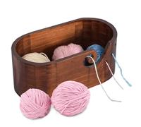 Joyeee Large Oval Wooden Yarn Bowls for Smooth Knitting, Craft Brown Extra Large Yarn Bowl Yarn Ball Holder, Preventing Tangles, Ideal Gifts Set for Knitters, 11.2" x 6.1" x 4.7"