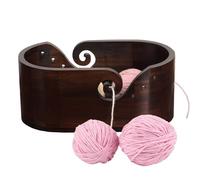 Joyeee Large Yarn Bowls for Crocheting, Oversized Walnut Wooden Oval Knitting Bowl with 2 Holes for Knitters & Crocheters, Yarn Storage Prevent Tangle-Free 11.2" x 6.1" x 4.7"
