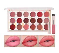 Joyeee Lip Gloss Palette, 18 Colors Dard Red Pink Nude Brown Lip Makeup Pallet Kit, Pro Matte Lipgloss Color Palette with Soft Silicon Brush, Lipstick for Teen Girl, Mum, Daughter, Friend, Sister