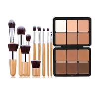 Joyeee Makeup Cream Contour Palette with Makeup Brush, 12 Shades Full Cover Creamy Concealer and Highlighting Makeup Kit for Under Eye Dark Circles, Acne & Blemishes, Reduces Redness, Light to Dark