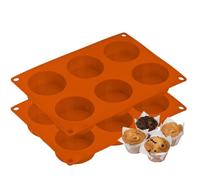 Joyeee Muffin Trays, Yorkshire Pudding Tray, 2 Pack 6cup Silicone Baking Moulds Muffin Tin Cupcake Brownies Tray, Cake Trays for Baking, Non Stick Baking Tray Baking Accessories for Oven