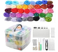 Joyeee Needle Felting Starter Kit, with 40 Colors Wool, Scissor, Storage Case, Felting Supplies, Needles Various Sizes, Felting Animal Eyes, Arts Gifts Home Door Wall Decorations