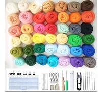 Joyeee Needle Felting Starter Kits for Adults, Felting Kits for Beginners with 50 Colors Wool, Felt Needles, Felting Pad, Animals Eye Material for DIY Art Cute Wool Home Decoration