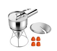Joyeee Pancake Batter Dispenser with Lid, 40oz Funnel Cake Dispenser, Stainless Steel 4 Caliber Batter Dispenser with Squeeze Handle, Durable, Leak-Free and Easy to Clean, Great for Cupcakes, Waffle