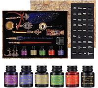 Joyeee Quill Writing Pen Ink Stationery Set, Classic Antique Pens Set, Idea for Beginners Artists Drawing, Arts Crafts Signatures, Decoration, Women Gift Selection Calligraphy Kits #87