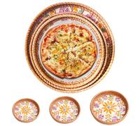 Joyeee Set of 3 Round Woven Stackable Tray Rattan Bread Baskets for Decoration Keys Wallet Mobile Phone Table Stand Decorative Food Holder