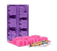 Joyeee Silicone Train Cake Mold - 6 Cavity Non-stick Pan for Brownies, Chocolate, Muffins, Ice Cubes - Soap Mold for Kids Shower Supplies