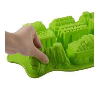 Joyeee Silicone Train Cake Mold - 9 Cavity Non-stick Baking Mold for Soap, Wafer, Pastry, Tart, Pie, Flan, Dough, Chocolate Cake, Crayon, Kids Shower Supplies