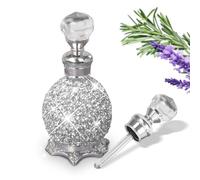 Joyeee Small Refillable Perfume Bottle, 1 Pcs 15 ml Empty Modern Fashion Sliver Glitter Luxury Collectible Rhinestones Jeweled Travel Size Dropper Bottle, Crystal Empty Decorative, Christmas Gift