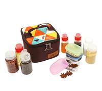 Joyeee Travel Spice Containers Kit, 3 Pcs 2.7 oz Liquid Spice Bottles, 3 Pcs 3.3 oz Sauce Bottle, 4 Pcs 2.7 oz Spice Box with Small Spoon, Durable Storage Bag for Camping, Hiking, Outdoor BBQ, #09