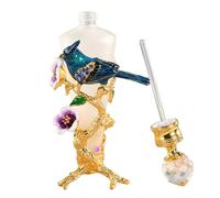 Joyeee Vintage Glass Perfume Bottle with Flower and Blue Bird 1 Pack 25ml Tall Perfume Bottles for Dresser Table Decoration Mother's Day Birthday Gift for Coworker Friends Mom Grandma