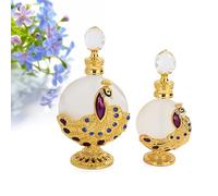 Joyeee Vintage Glass Perfume Bottles, 2 Pack 30ml and 12ml Mini Perfume Bottles Empty Refillable for Traveling and Outgoing, Great Birthday Gift Idea for Friends Mom Grandma