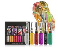 Joyeee Washable Hair Chalk Set, 6 Pcs Temporary Hair Color Mascara for Dark & Light Hair, Colorful Washable Hair Dye for Adult Women Men
