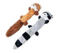 JOYELF Plush Squeaky Dog Toys - Medium & Large Dog Toys with Squeaky & Crinkle Paper - Fox & Raccoon
