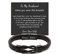 JOYELL Bracelets for Husband Brown Braided Leather Knot Bracelet for Mens Couple, Valentines Day Birthday Anniversary Wedding Graduation Gifts from Wife