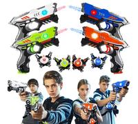 JOYENDER Laser Tag Games for Kids Laser Tag Gun 4 Player Pack with Vests | Lazer Gun Gift for Boys Toy Aged 4 5 6 7 8 9 10 11 12+ Toy Gun for Kids Lazer Tag Set of 4 Family Group Indoor Outdoor Game
