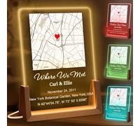 JOYENDER Personalized First Date Map Plaque Gift for Boyfriend Girlfriend Where We Met Map Couple Gift Acrylic Custom Engagement Location Frame Anniversary Valentines Day Gifts for Bf Gf Wife