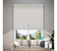 JOYENG Motorized Blackout Blinds with Remote Control,Smart Roller Shade Work with Alexa Google, Automatic Blinds,Rechargeable Cordless Electric Shades for Windows,Customized Size (Fabric Beige)