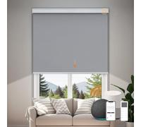 JOYENG Motorized Blinds Blackout Shades Automatic Shades Remote Control Cordless Room Darkening Smart Window Blinds Custom Size (Waterproof Grey)