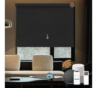 JOYENG Motorized Blinds, Blackout Smart Blinds for Windows Motorized Blackout Shades with Remote, Automatic Window Shades Compatible with Alexa Electric Roller Shades Custom Size (Luxury Black)