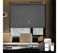 JOYENG Motorized Blinds, Blackout Smart Blinds for Windows with Remote, Automatic Window Shades Compatible with Alexa Electric Roller Shades Custom Size 20"-110" (Fabric Charcoal Grey)