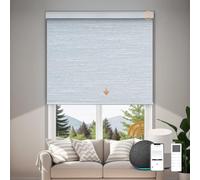 JOYENG Motorized Blinds with Remote, Custom Automatic Electric Blackout Smart Blinds for Windows, Motorized Window Roller Shades Compatible with Alexa Google for Home Office, Texture Grayish-Blue