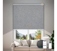 JOYENG Motorized Blinds with Remote, Custom Automatic Electric Blackout Smart Blinds for Windows, Motorized Window Roller Shades Compatible with Alexa Google for Home Office, Fabric Grey