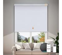 JOYENG Motorized Blinds with Remote, Custom Automatic Electric Blackout Smart Blinds for Windows, Motorized Window Roller Shades Compatible with Alexa Google for Home Office, Elegant White