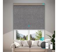 JOYENG Motorized Blinds with Remote, Custom Automatic Electric Blackout Smart Blinds for Windows, Motorized Window Roller Shades Compatible with Alexa Google for Home Office, Fabric Dark Coffee