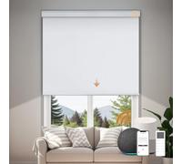 JOYENG Motorized Blinds with Remote, Custom Waterproof Automatic Electric Blackout Smart Blinds for Windows, Motorized Window Roller Shades Compatible with Alexa Google for Home Office, White