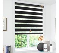 JOYENG Motorized Zebra Blinds Compatible with Alexa, Smart Dual Layer Shades with Privacy Light Control, Electric Horizontal Window Blind Customized Size for Home Office(Luxury Black)