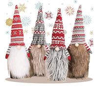 JOYEONDEF 4 Pieces Christmas Plush Gnomes Wine Bottle Topper Cover，knitted Tomte Christmas Bottle Cover Gnome Wine Bottle Bags New Year Decoration, Party Table Gifts