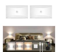 Joyes LED Rechargeable Wall Lights with Touch Control and Timer, 2Pcs 5000mAh Battery Operated Wall Sconces with 3 Color Temperatures, Dimmable for Bedroom, Living Room, Kids' Night Light