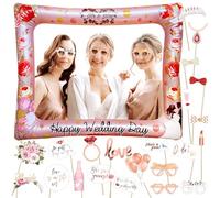 Joyesplay 23 Pcs Hen Photo Booth Props Accessories,Team Bride Selfie Frame for Hen Party Decorations Wedding Hen Night Do Party Games Accessories