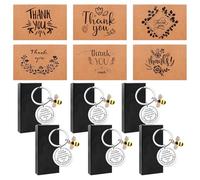 Joyesplay 6 Set Thank You Teacher Gifts,Bee Keyring with Card Envelopes and Box Thank You Gift for Best Teacher Gifts Gift for Teacher End of the Year Inspirational Keychain Set (B)