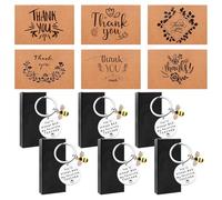 Joyesplay 6 Set Thank You Teacher Gifts,Bee Keyring with Card Envelopes and Box Thank You Gift for Best Teacher Gifts Gift for Teacher End of the Year Inspirational Keychain Set (A)