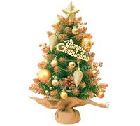 Joyesplay 60cm Small Christmas Tree,Mini Table Top Christmas Tree Small Xmas Tree with Branch Tips Star Tabletop Christmas Decoration Set (Gold)