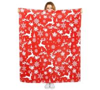Joyesplay Christmas Blanket Fluffy Throws for Sofa Bed Couch(130 * 150 CM),Christmas Blankets and Throws Plush Winter Cozy Holiday Moose Snowflake(Red 2)