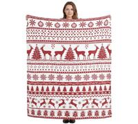 Joyesplay Christmas Blanket Fluffy Throws for Sofa Bed Couch(130 * 150 CM),Christmas Blankets and Throws Plush Winter Cozy Holiday Moose Snowflake (Red 3)